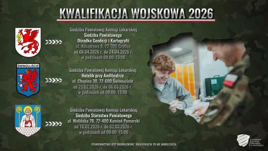Kwalifikacja wojskowa w Świnoujściu, Kamieniu i Gryficach. Znamy terminy