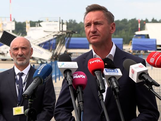Pierwszy etap przebudowy lotniska gotowy. Nowa tymczasowa hala przylotów w Goleniowie