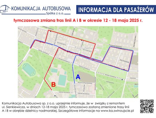 Zmianom trasy autobusów  linii A i B.