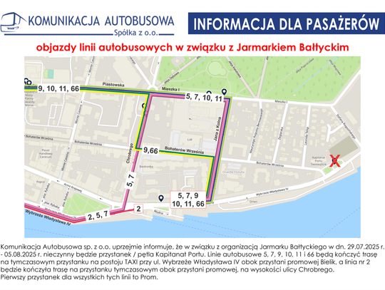 Zmiany w kursowaniu autobusów w związku z Jarmarkiem Bałtyckim