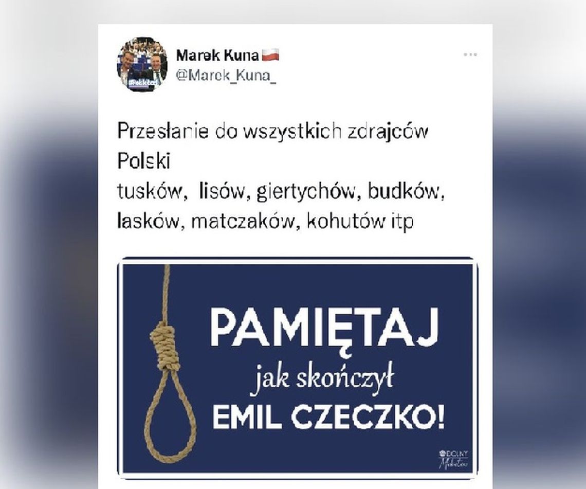 Doradca ministra Czarnka grozi sznurem „zdrajcom Polski”