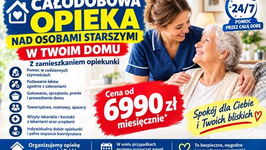 Całodobowy opiekun zamieszka z seniorem - od 6990 zł miesięcznie