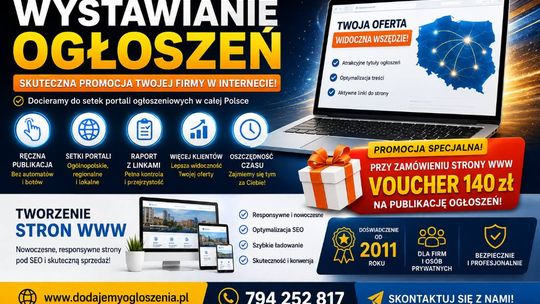 Publikacja ogłoszeń - oszczędzaj czas i zdobywaj klientów  + Tanie strony WWW