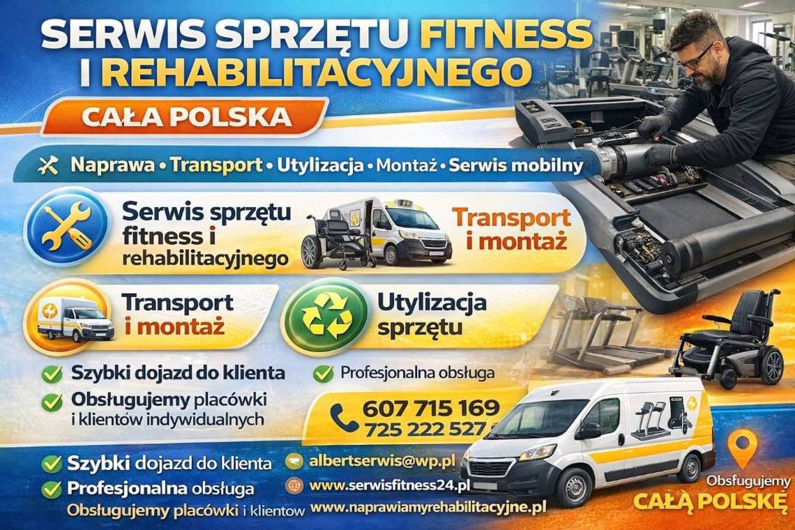 Serwis sprzętu fitness i rehabilitacyjnego, mobilny serwis | Naprawa Utylizacja Transport Montaż Serwis sprzętu fitness i rehabilitacyjnego, mobilny serwis | Naprawa Utylizacja Transport Montaż