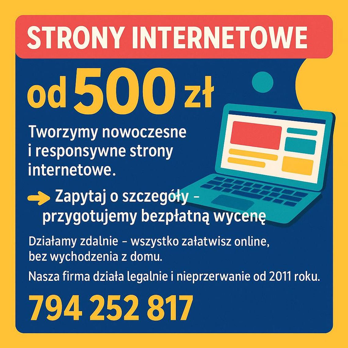Tania strona internetowa od 500 zł z fakturą Gotowa nawet w kilka dni! Tania strona internetowa od 500 zł z fakturą Gotowa nawet w kilka dni!