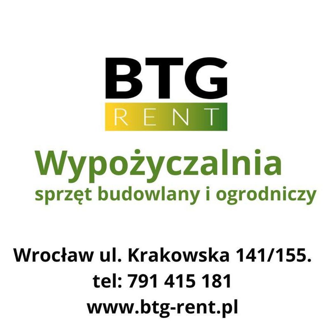 BTG- RENT Wypożyczalnia sprzętu ogrodowego i budowlanego