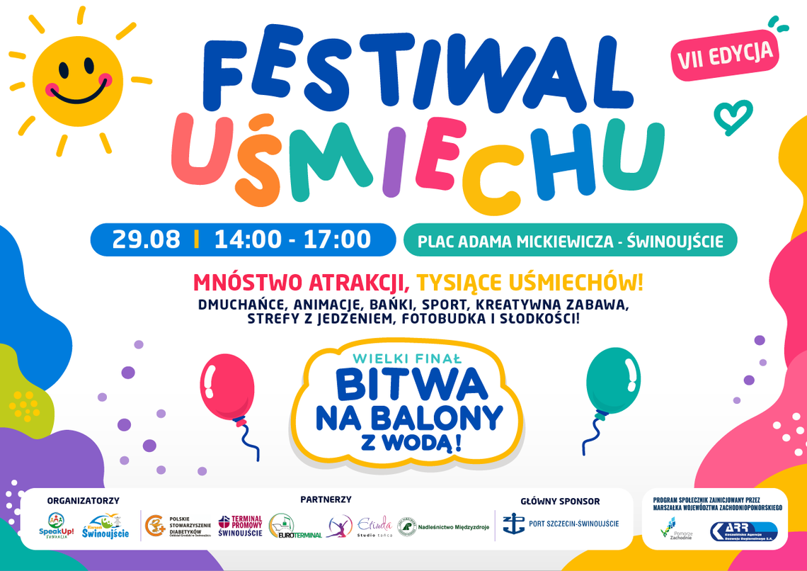 VII Festiwal Uśmiechu już 29 sierpnia w Świnoujściu. Bezpłatne atrakcje dla całych rodzin VII Festiwal Uśmiechu już 29 sierpnia w Świnoujściu. Bezpłatne atrakcje dla całych rodzin
